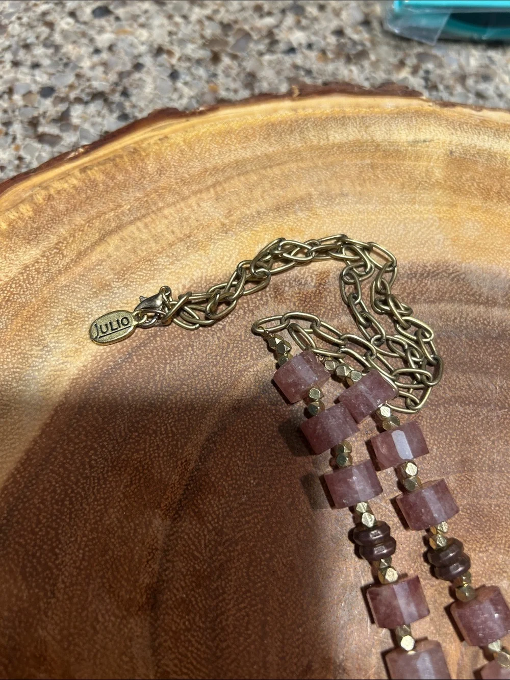 Julio Designs Pink Tourmaline & Baroque Pearl Beaded Drop Necklace Boho